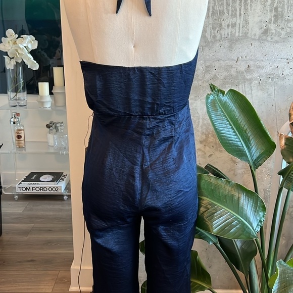 Capulet V Neck Racerback Jumpsuit in Navy - Picture 4 of 6